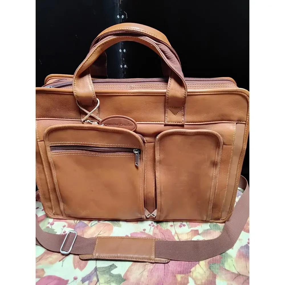 Wilson Leather Vintage Briefcase Messenger Laptop Computer bag Cognac brown